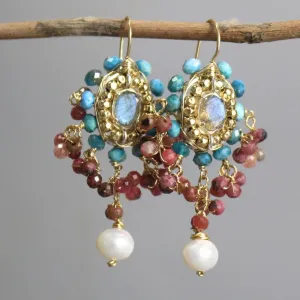 Labradorite Apatite Maharaja Earrings