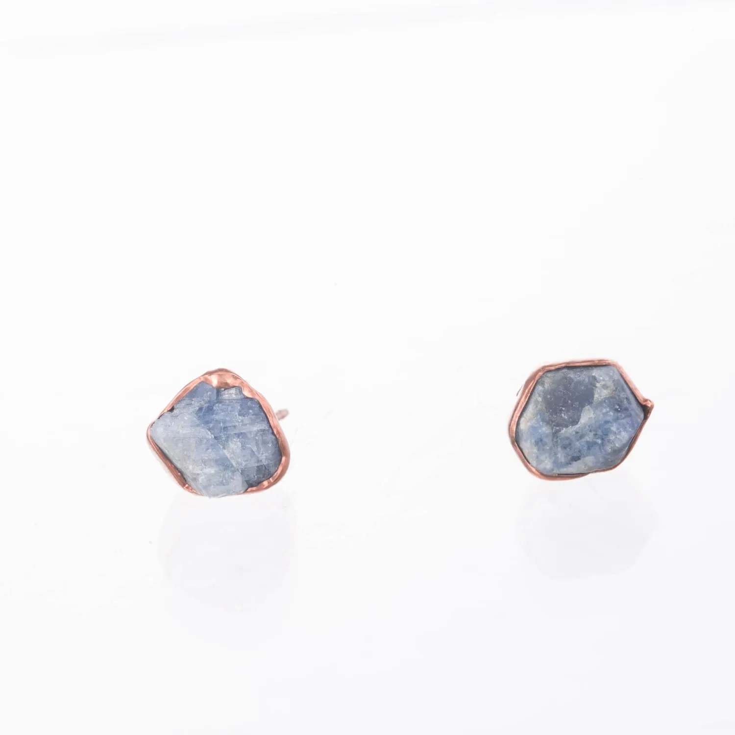 Large Raw Sapphire Stud Earrings in Yellow Gold