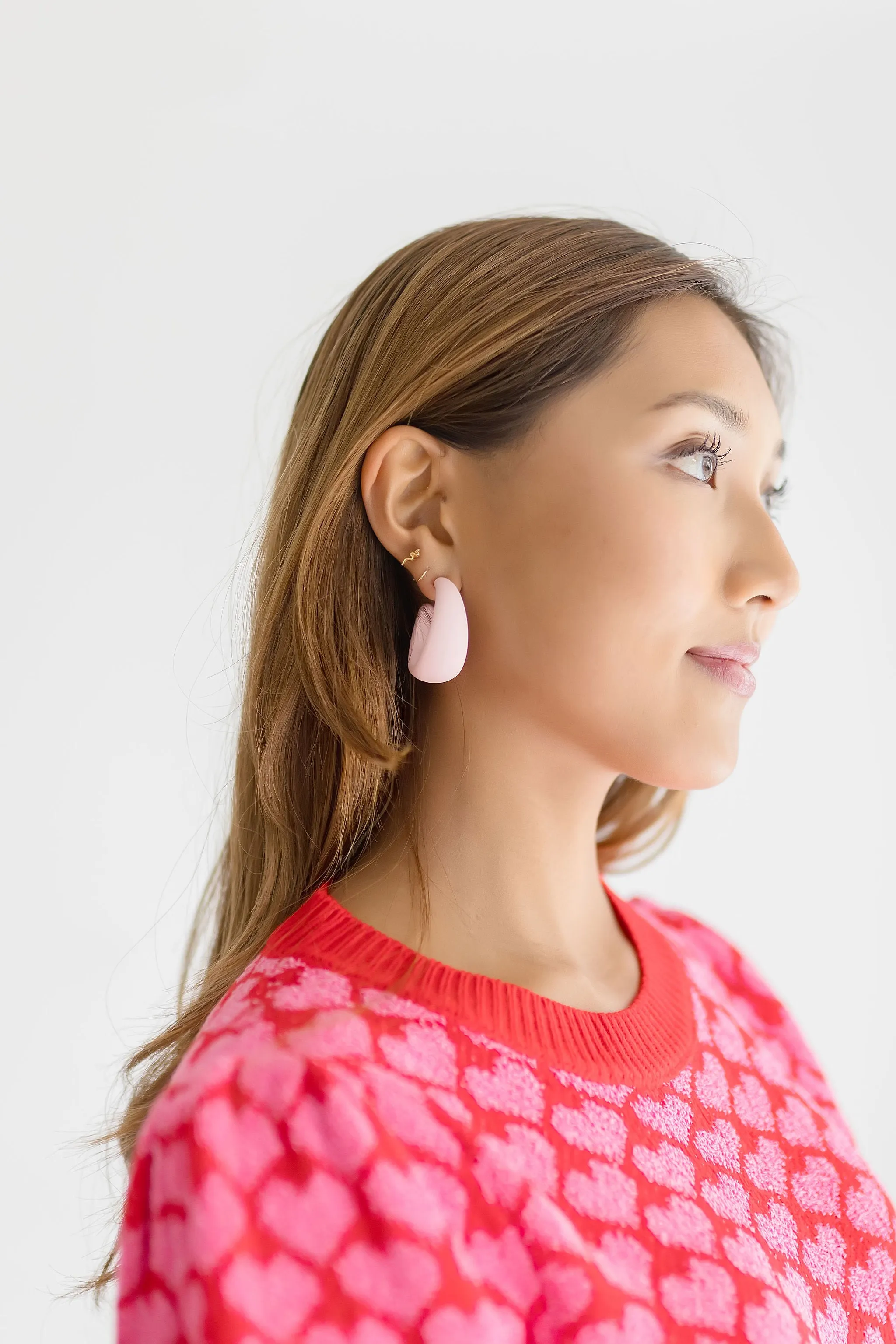 Leslie Chunky Semi Hoop Earrings Blush