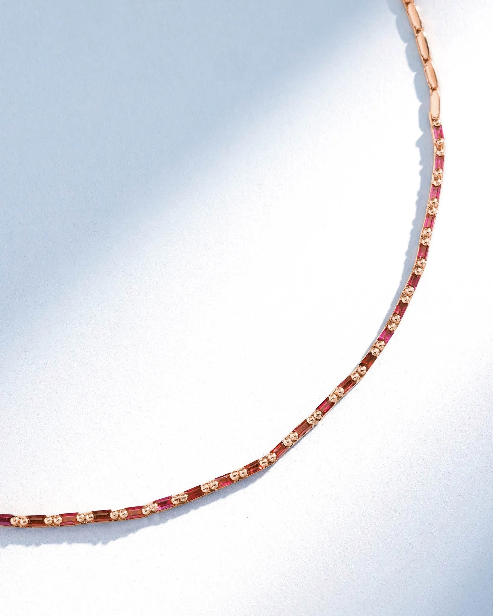 Linear Half Ruby Tennis Necklace