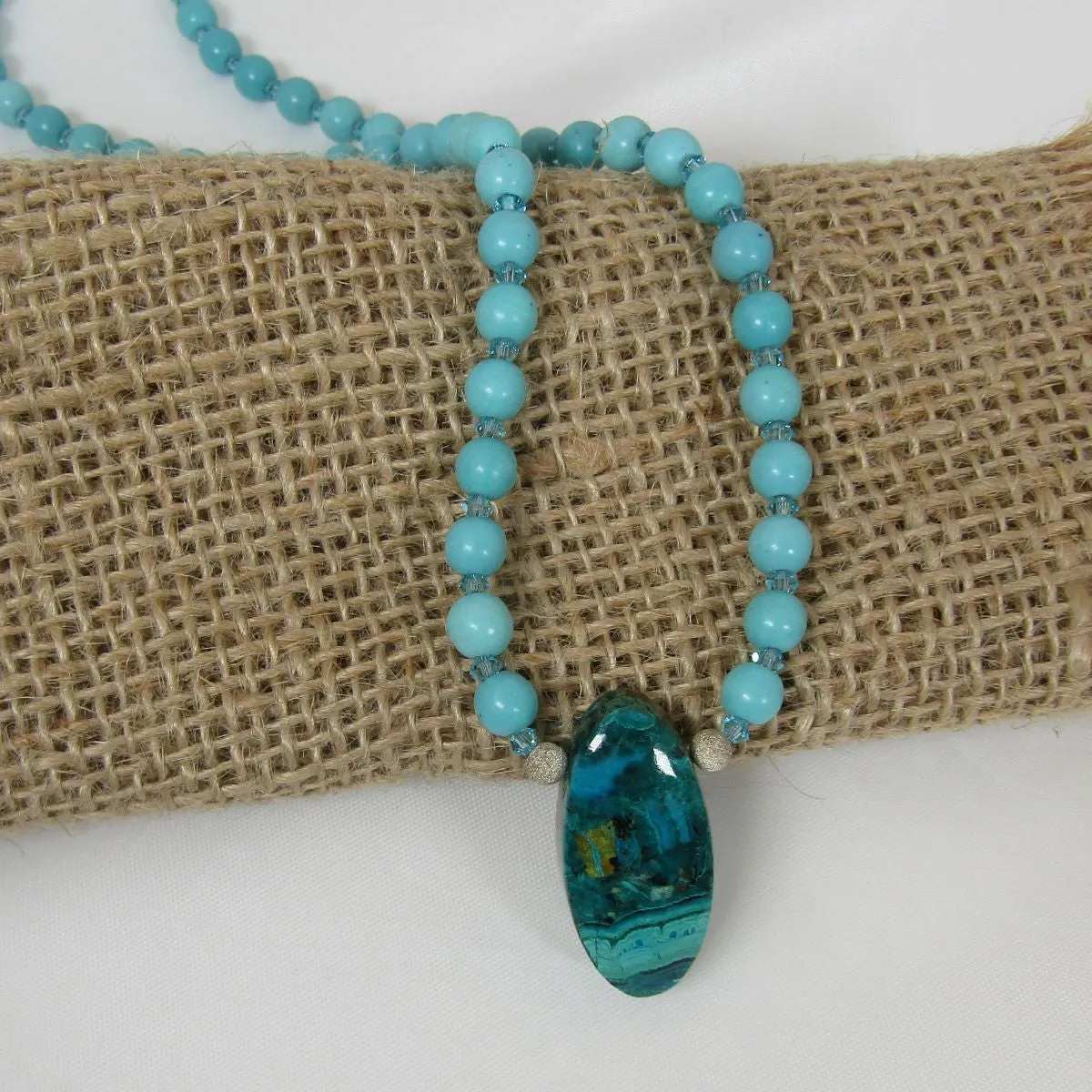 Long Handmade Gemstone Pendant  Necklace