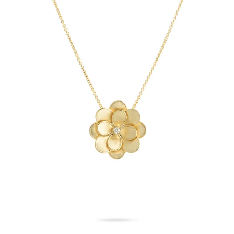 Marco Bicego Petali Collection 18K Yellow Gold and Diamond Large Flower Pendant