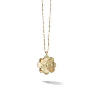 Marco Bicego Petali Collection 18K Yellow Gold and Diamond Large Long Flower Pendant