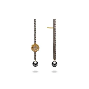 MARISSA MATCHSTICK PAV TAHITIAN PEARL PRIMROSE EARRINGS