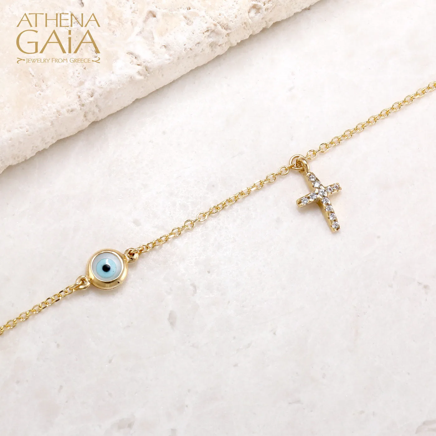 Mati Round Evil Eye & Cross Bracelet