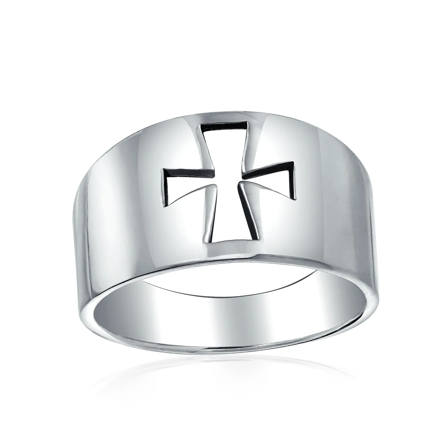 Mens Silver Ring Saint John Christian Cross Signet .925 Sterling Silver