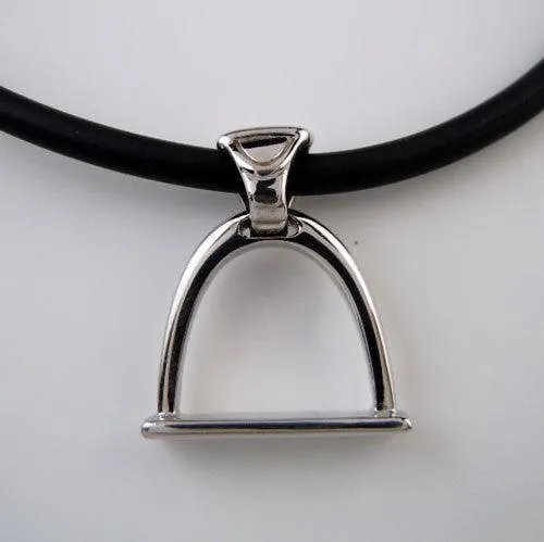 Modern Stirrup Pendant Necklace in Sterling Silver