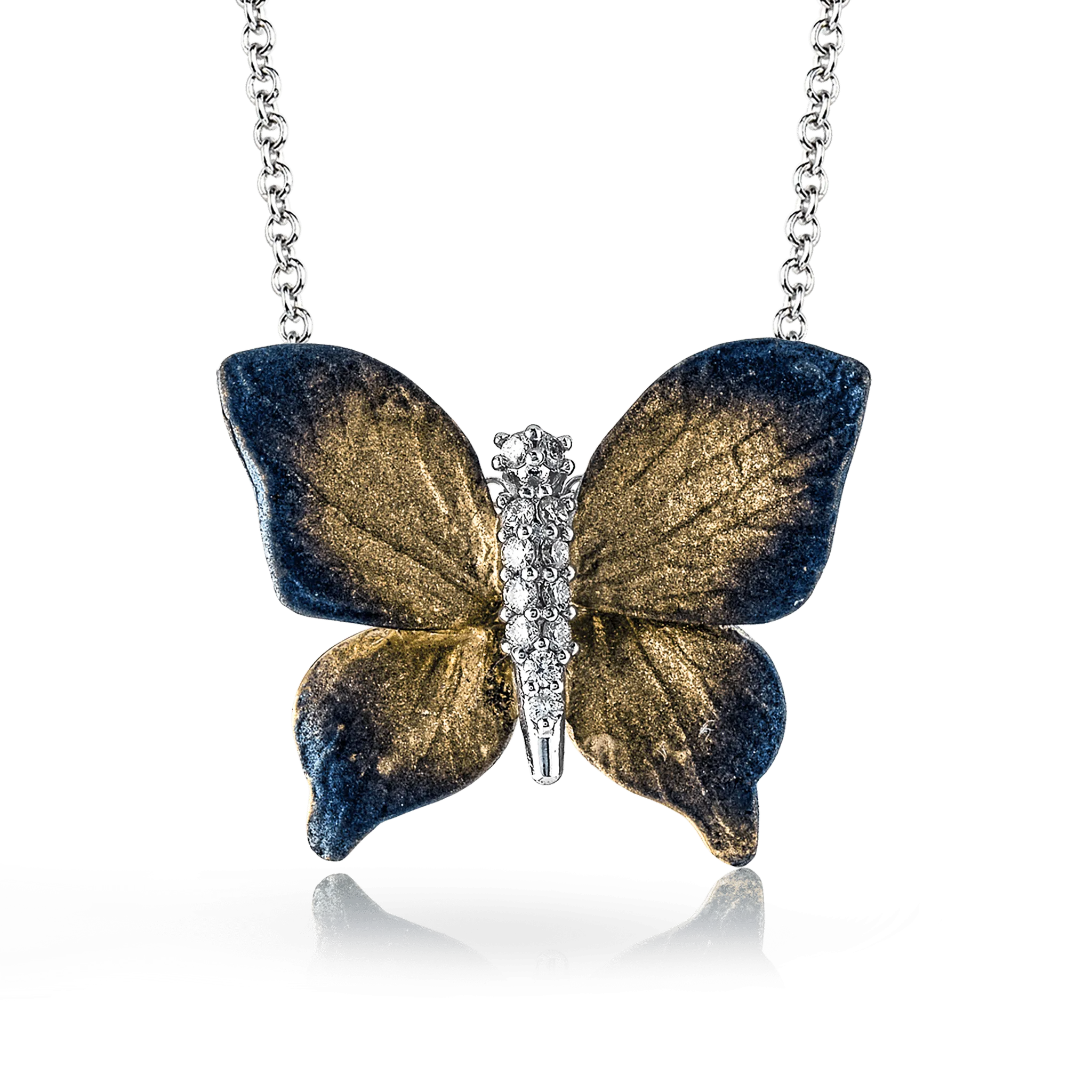 Monarch Butterfly Pendant Necklace in 18k Gold with Diamonds