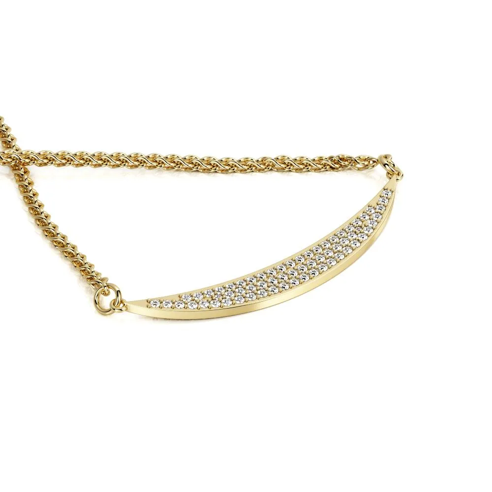 Moonbows Natural Diamond Pav'e Pendant with a Yellow Necklace