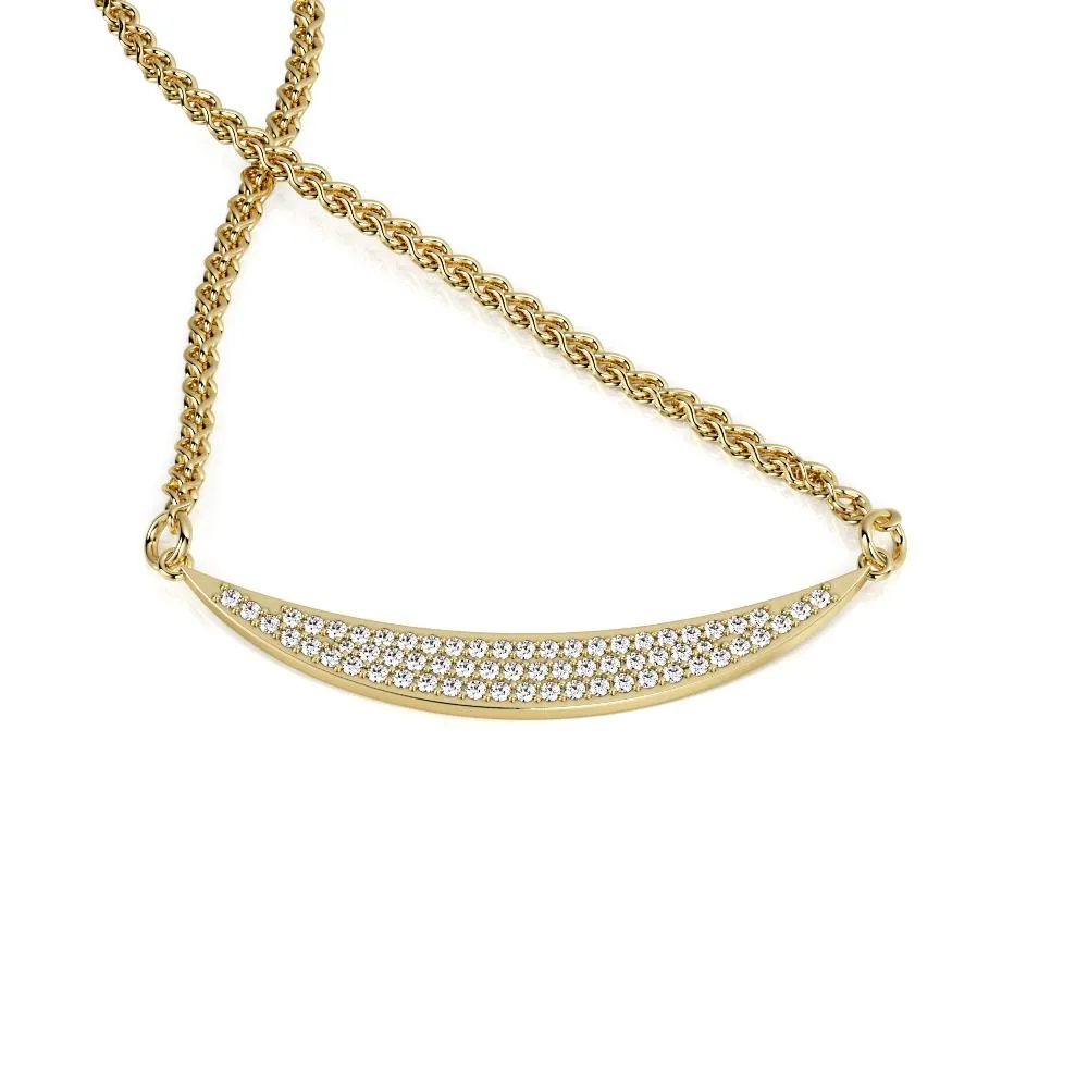 Moonbows Natural Diamond Pav'e Pendant with a Yellow Necklace