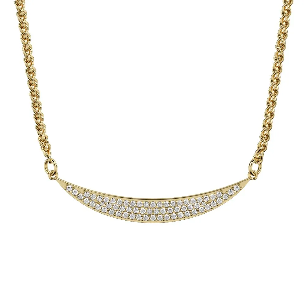 Moonbows Natural Diamond Pav'e Pendant with a Yellow Necklace