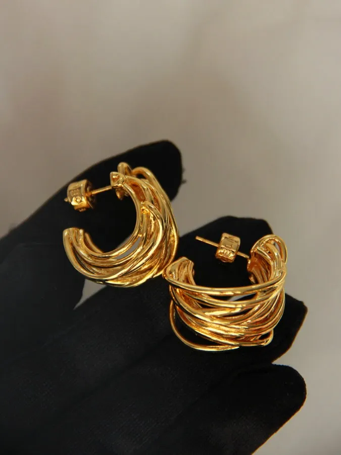 Multiplex Gold Hoop Earrings HL4305