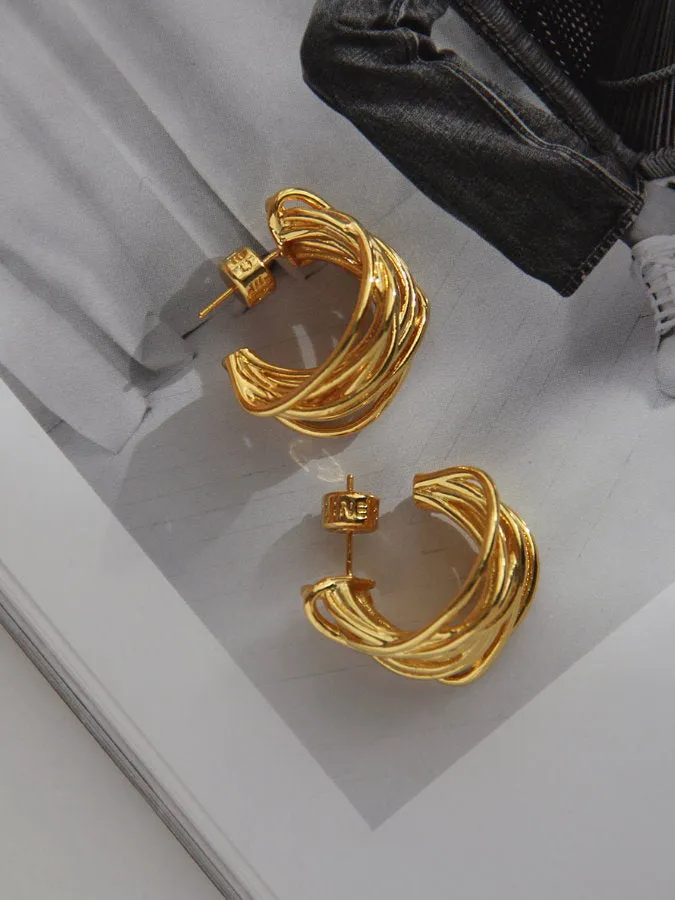 Multiplex Gold Hoop Earrings HL4305