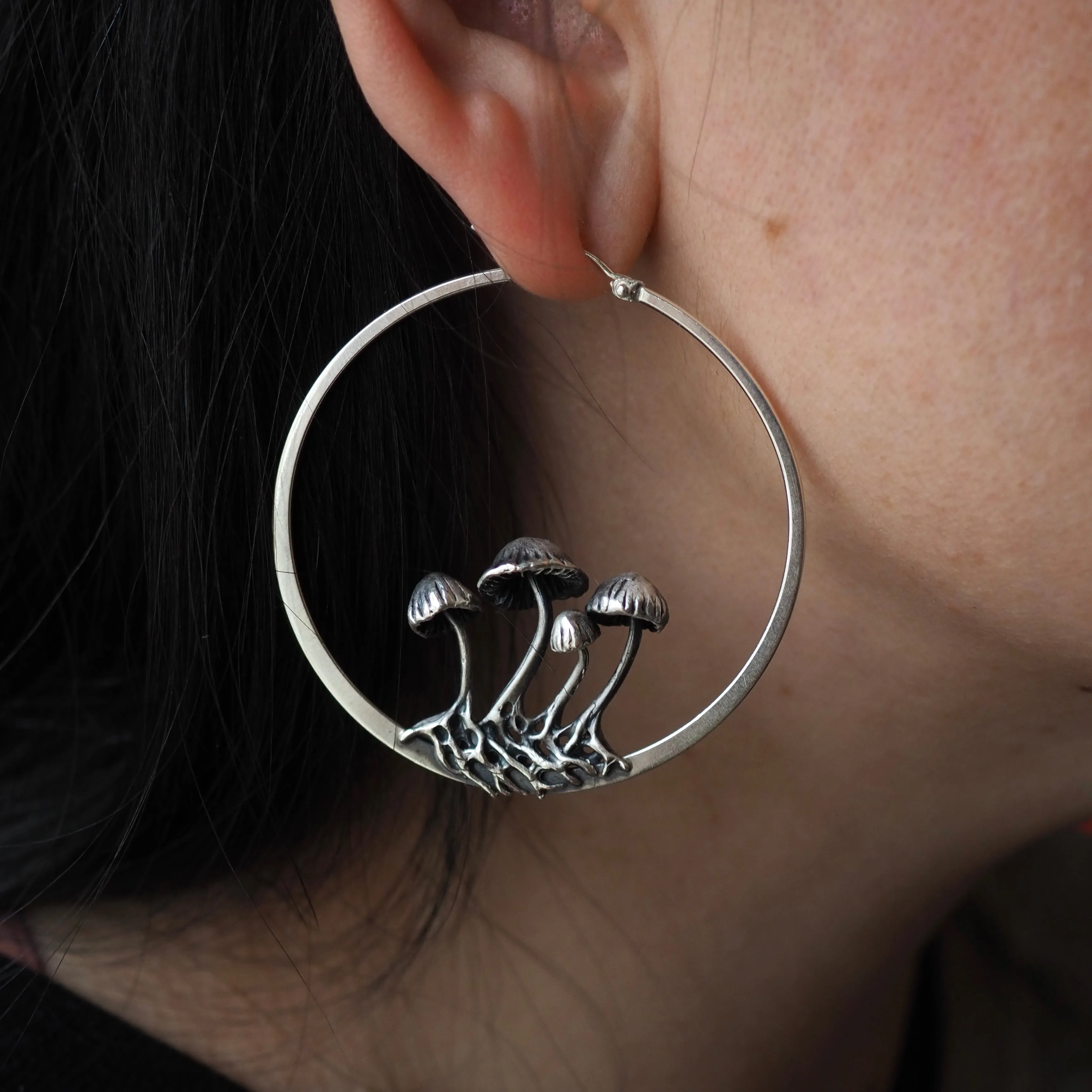 Mushroom hoop earrings