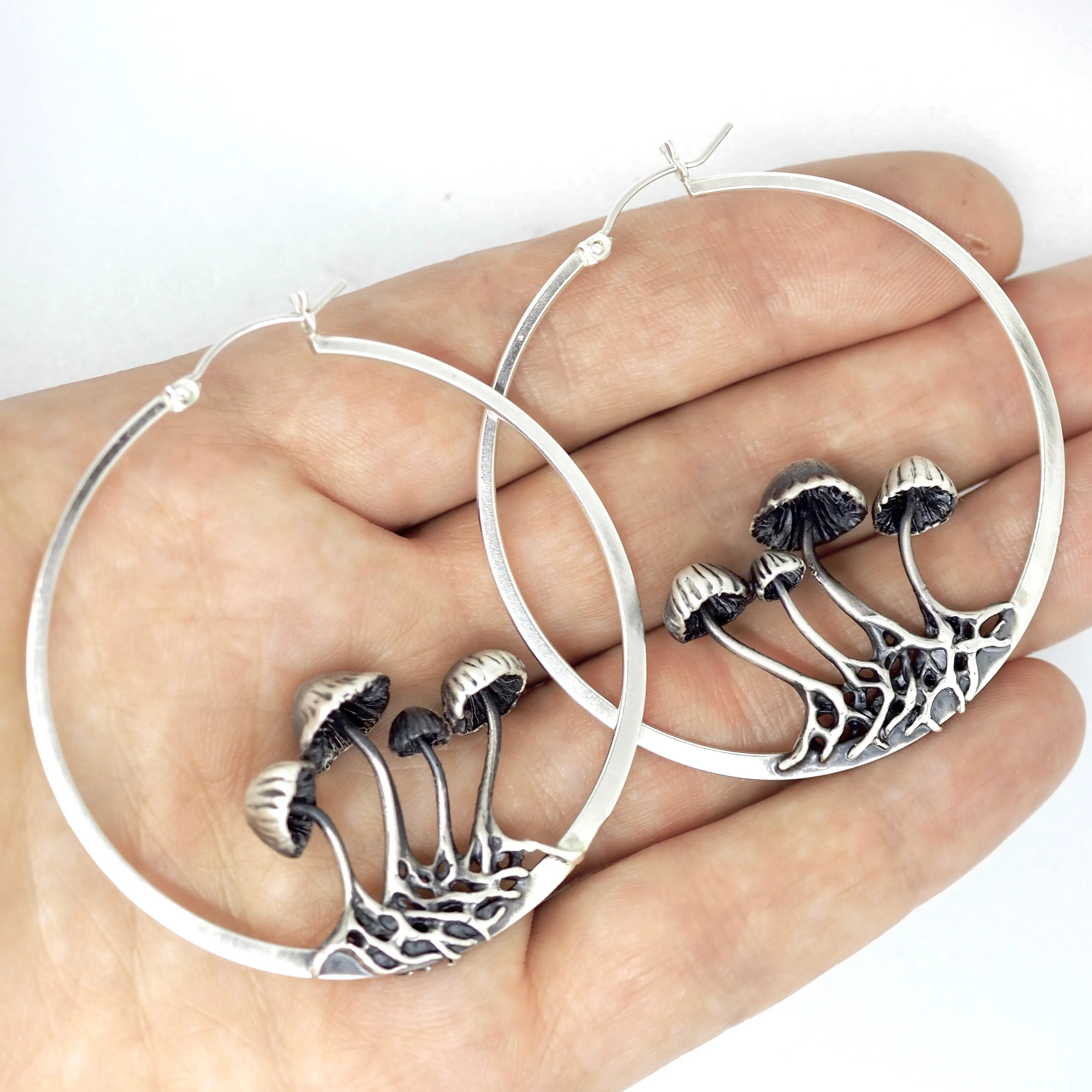 Mushroom hoop earrings