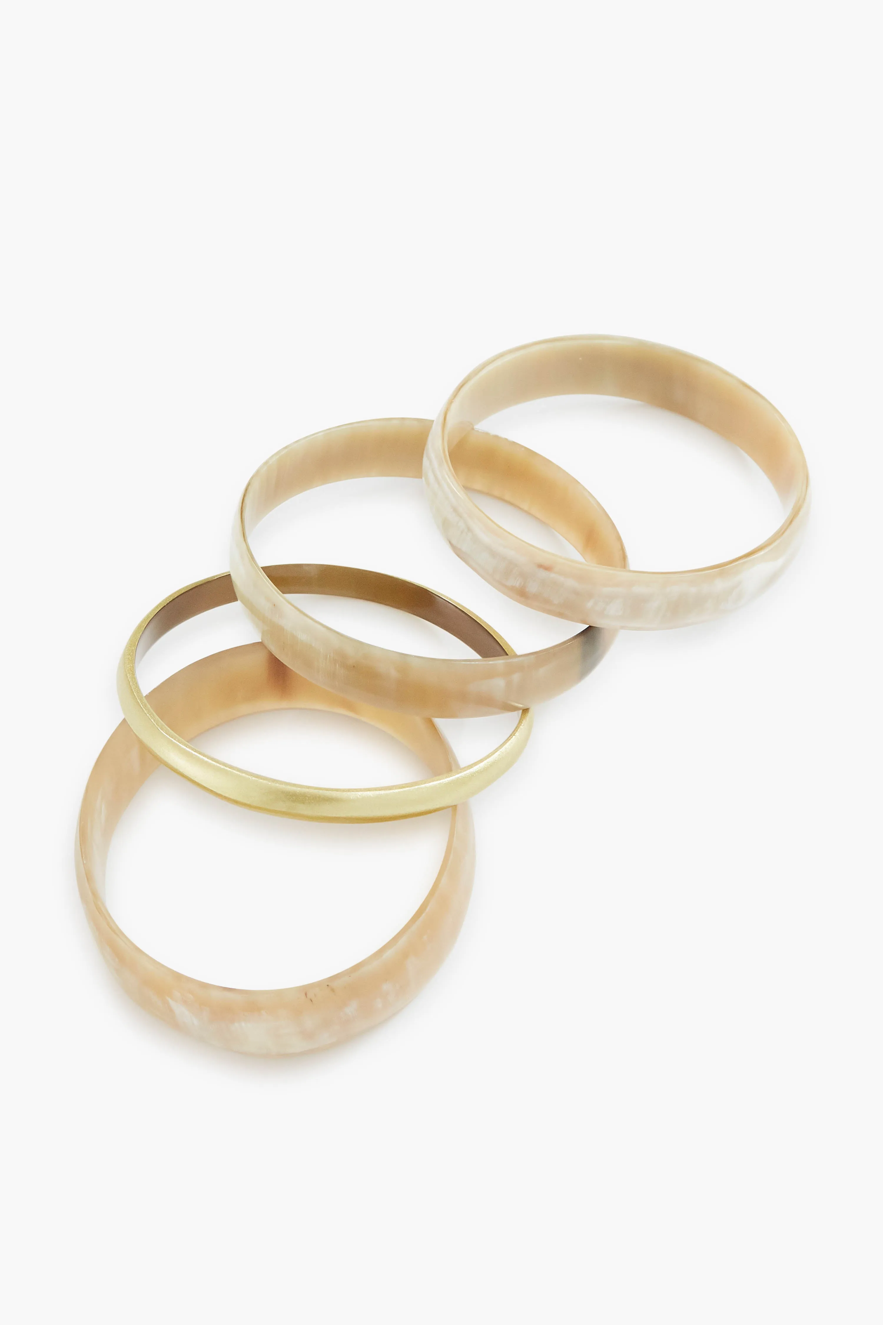 Natural Horn with Gold Bangle Set