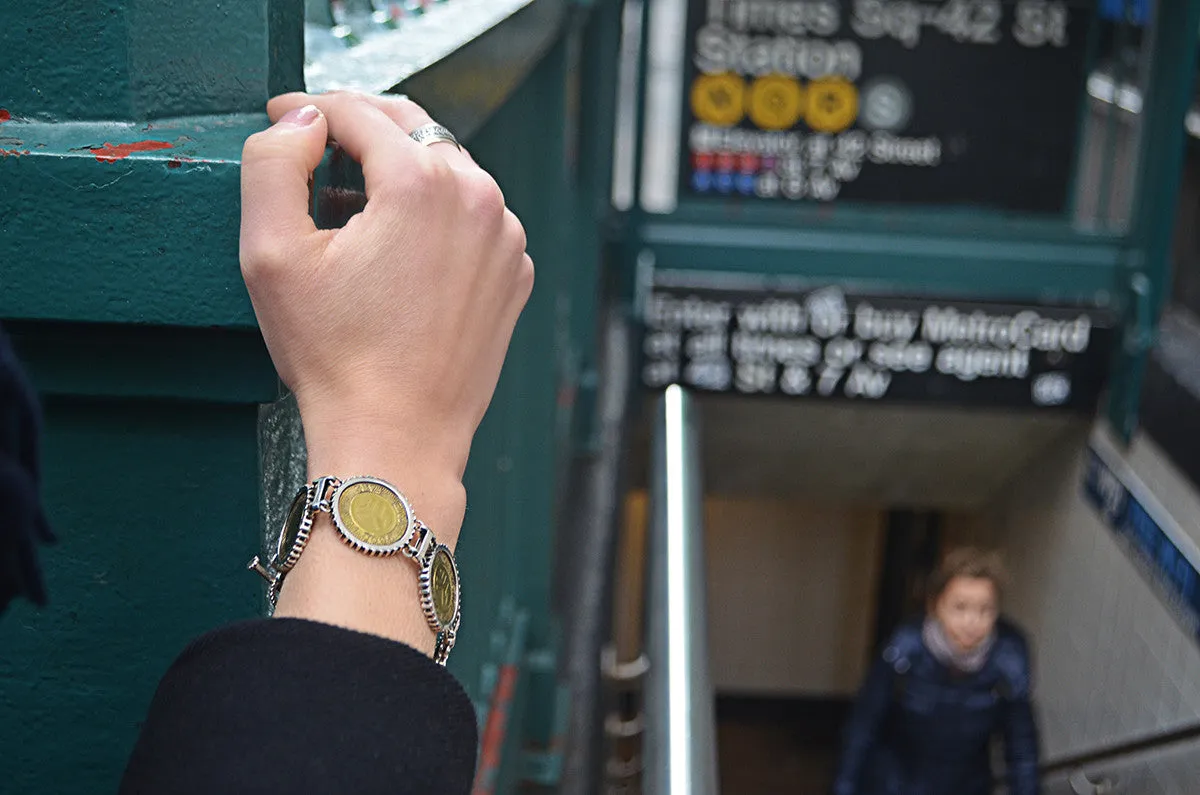 NYC Authentic Subway Token Sterling Silver Bracelet