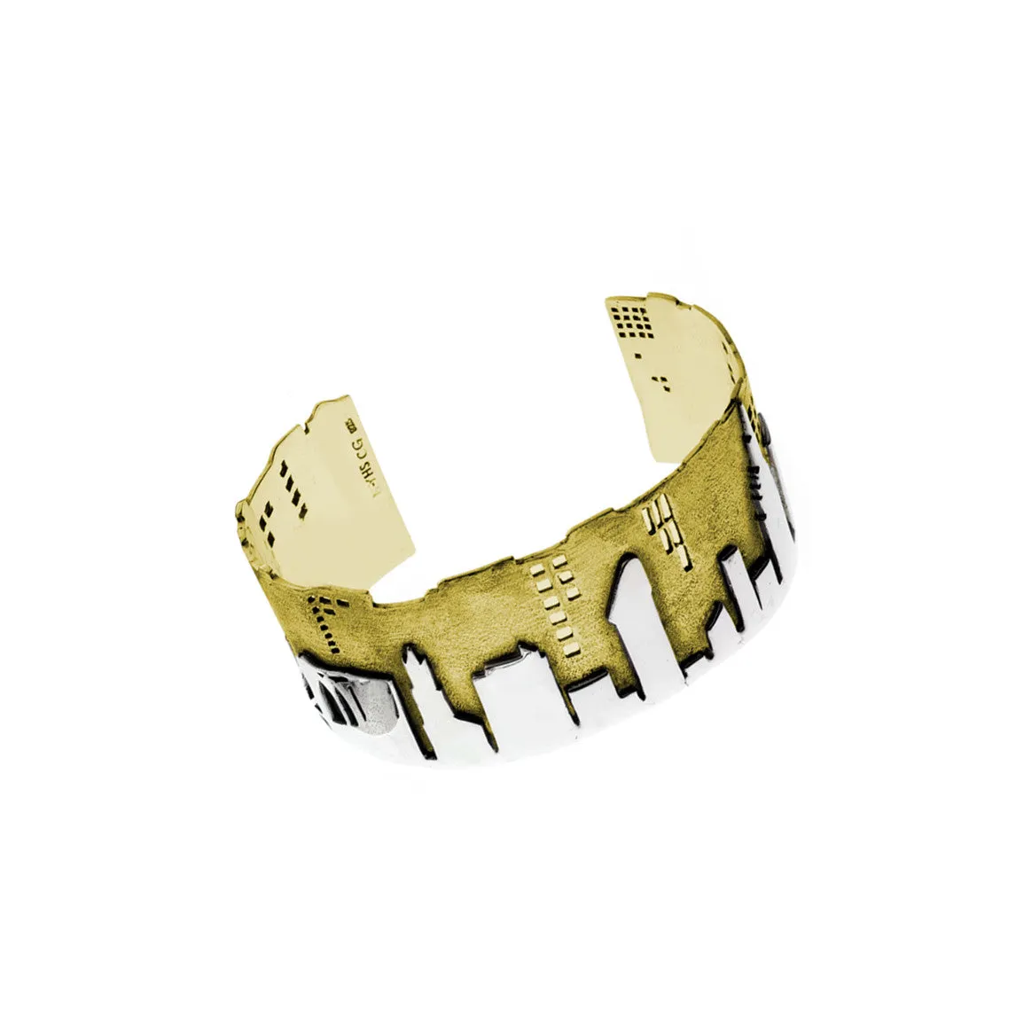 NYC Skyline The City That never Sleeps Sterling Silver & Brass Cuff