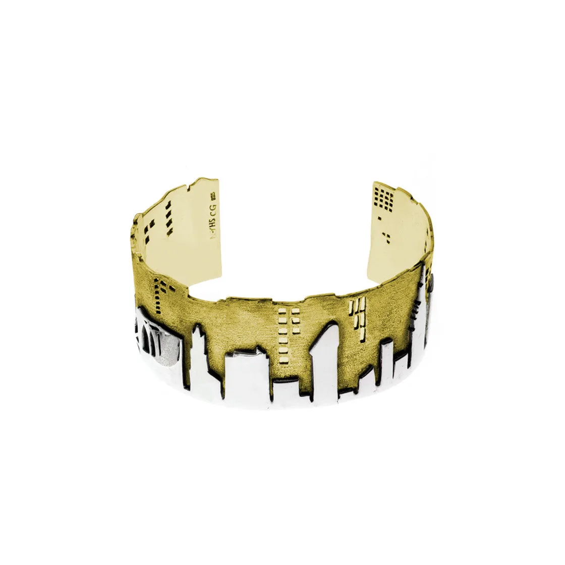 NYC Skyline The City That never Sleeps Sterling Silver & Brass Cuff