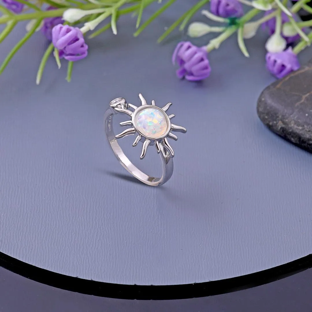 Opal sun diamond ring