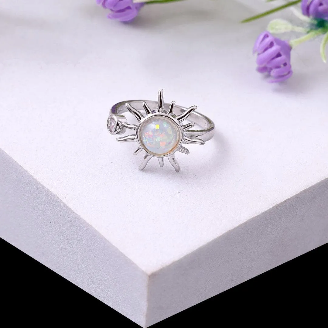 Opal sun diamond ring