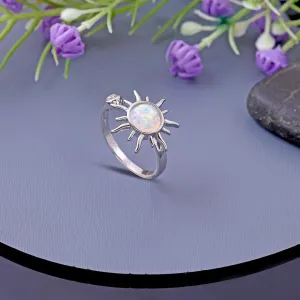 Opal sun diamond ring