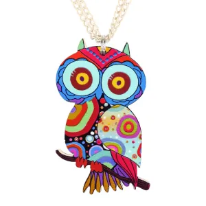 Owl Necklace Acrylic Pattern Chain Animal Bird Pendant Fashion Jewelry News Accessories Famous Brand Unique Design