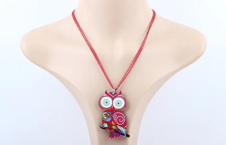 Owl Necklace Acrylic Pattern Chain Animal Bird Pendant Fashion Jewelry News Accessories Famous Brand Unique Design