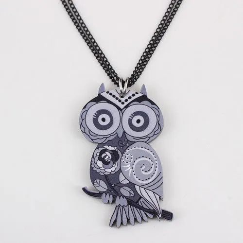 Owl Necklace Acrylic Pattern Chain Animal Bird Pendant Fashion Jewelry News Accessories Famous Brand Unique Design