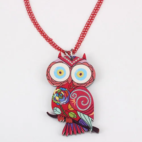 Owl Necklace Acrylic Pattern Chain Animal Bird Pendant Fashion Jewelry News Accessories Famous Brand Unique Design