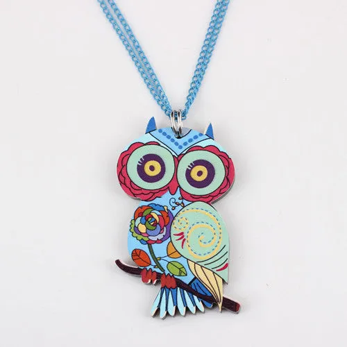 Owl Necklace Acrylic Pattern Chain Animal Bird Pendant Fashion Jewelry News Accessories Famous Brand Unique Design