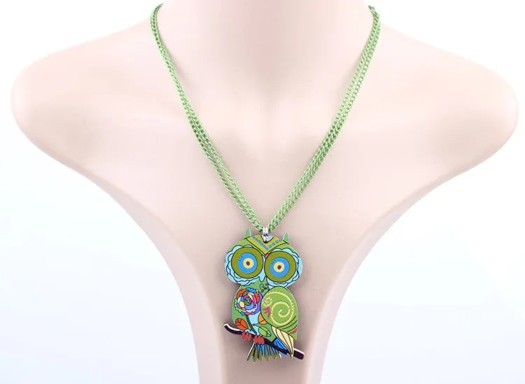 Owl Necklace Acrylic Pattern Chain Animal Bird Pendant Fashion Jewelry News Accessories Famous Brand Unique Design