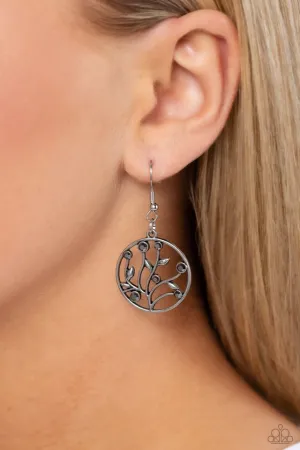 Paparazzi Earring ~ Bedazzlingly Branching - Silver