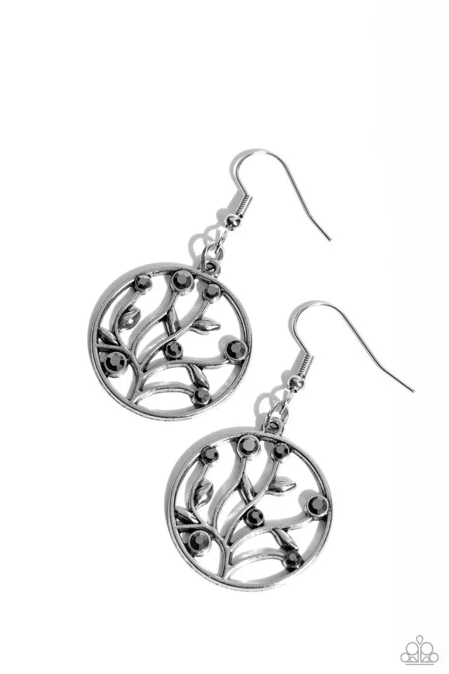 Paparazzi Earring ~ Bedazzlingly Branching - Silver