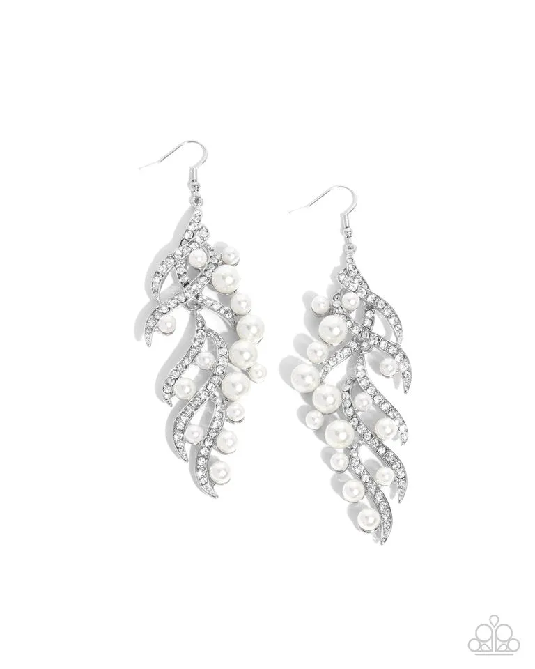 Paparazzi Earring ~ Flourishing Fancy - White