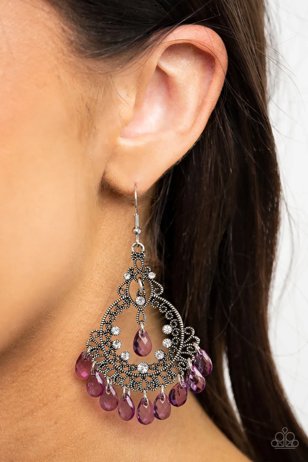 Paparazzi Earring ~ Lyrical Luster - Purple Earring