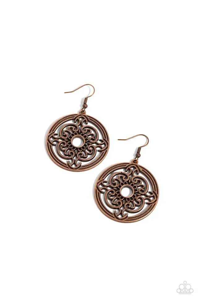 Paparazzi Earring ~ Mandala Meditation - Copper