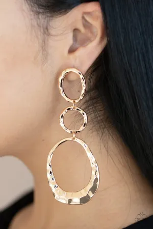 Paparazzi Earring ~ Radically Rippled - Gold