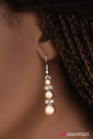 Paparazzi Earring ~ Reception Dinner - Brown