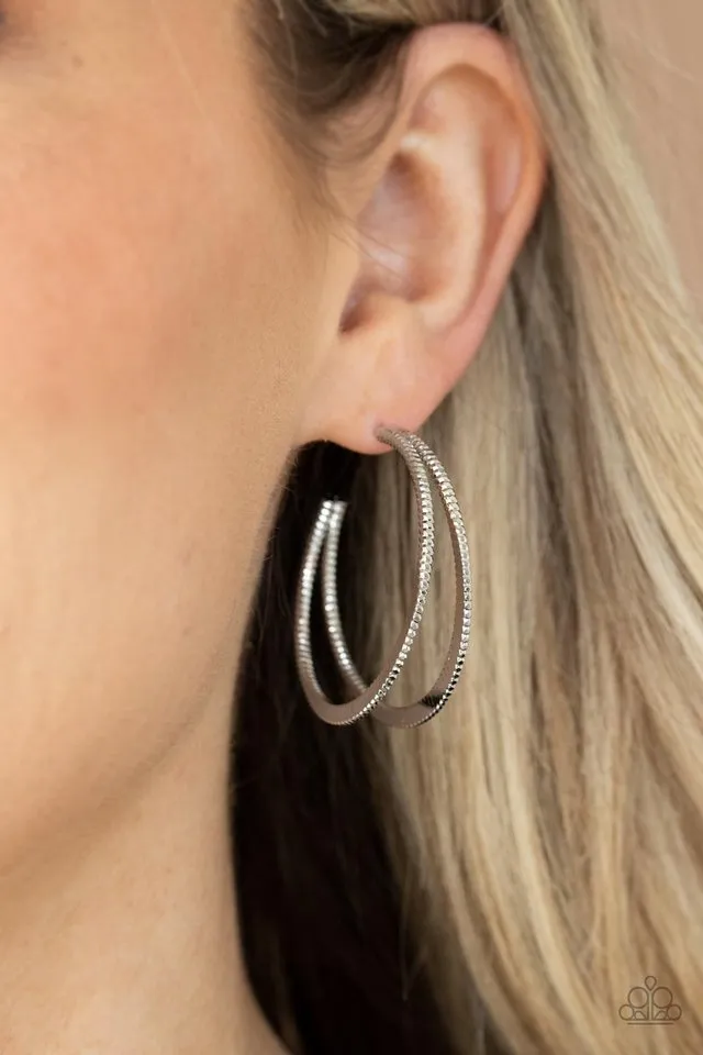 Paparazzi Earring ~ Rustic Curves - Silver