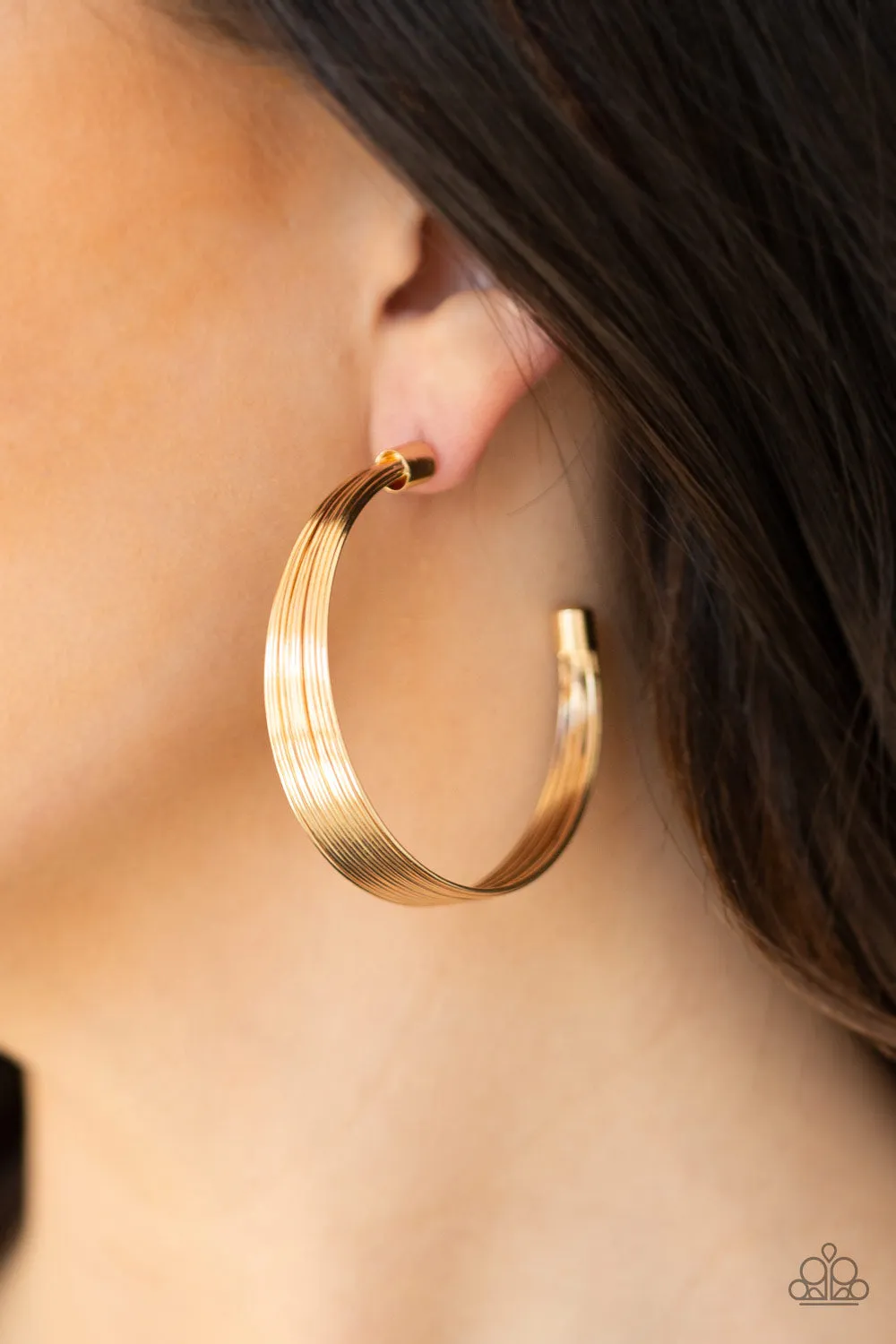 Paparazzi Live Wire - Gold Hoop Earrings