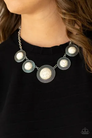 Paparazzi Necklace ~ Circle The Wagons - White