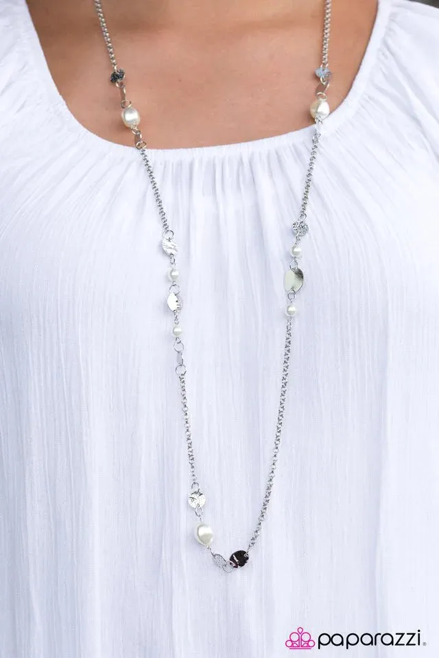 Paparazzi Necklace ~ GLAM-tastic! - White