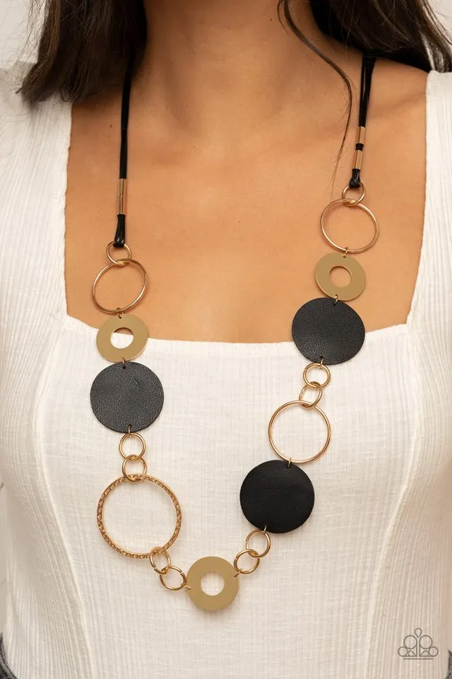 Paparazzi Necklace ~ Sooner or LEATHER - Black