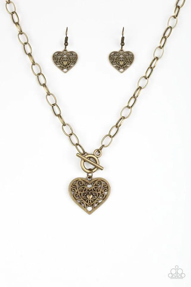 Paparazzi Necklace ~ Victorian Romance - Brass