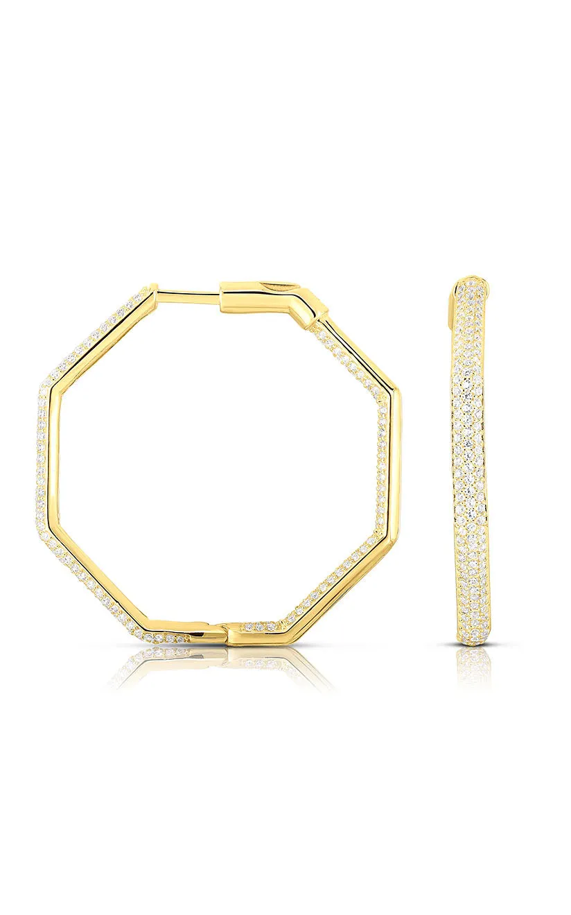 Pavé Octagon Hoop Earring