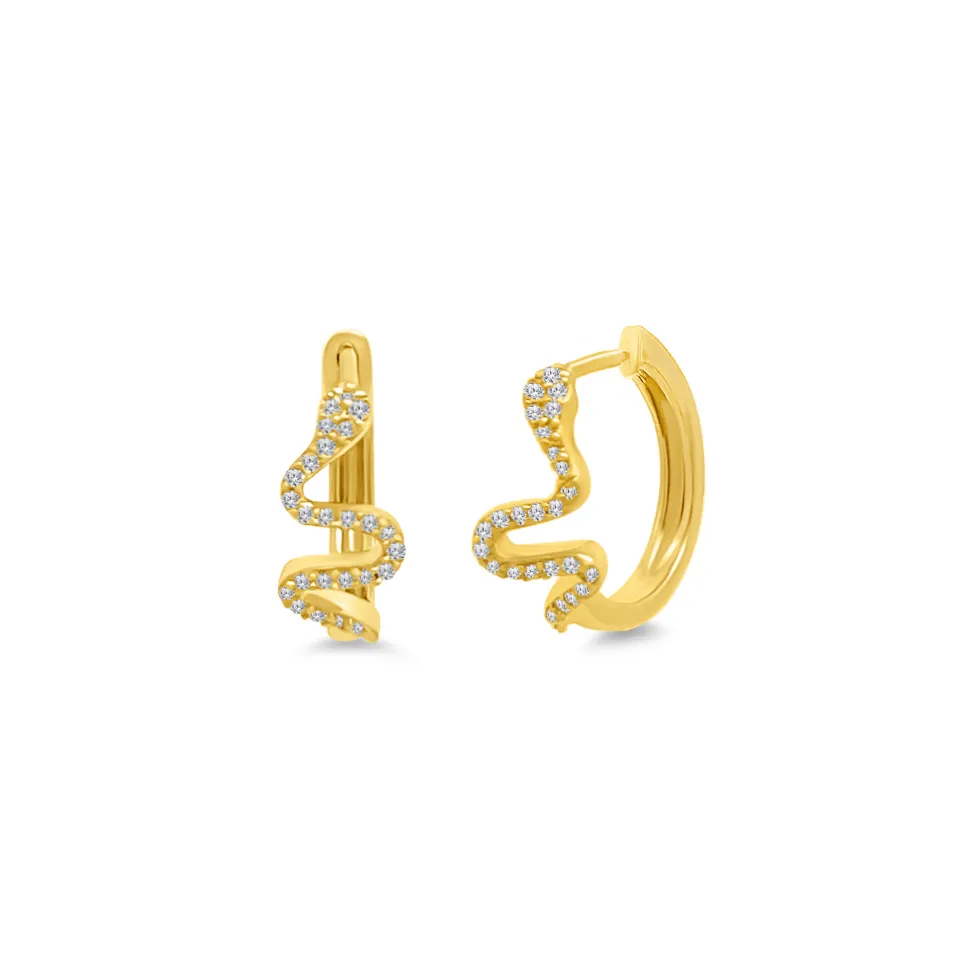 Pave Snake Small Hoops