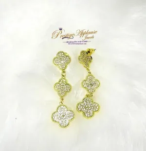 Peach Diamond Studded Gold Plated Stylish Earrings