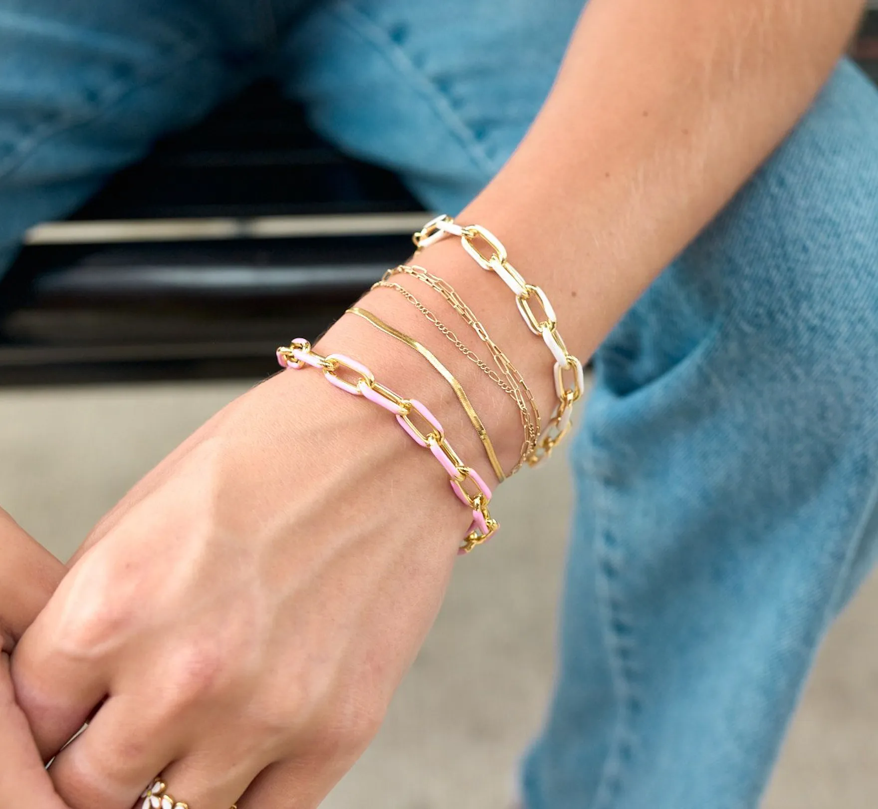 Penny Pink Acrylic Chain Bracelet