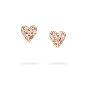 Pink Sapphire   Diamond Puffy Heart Posts